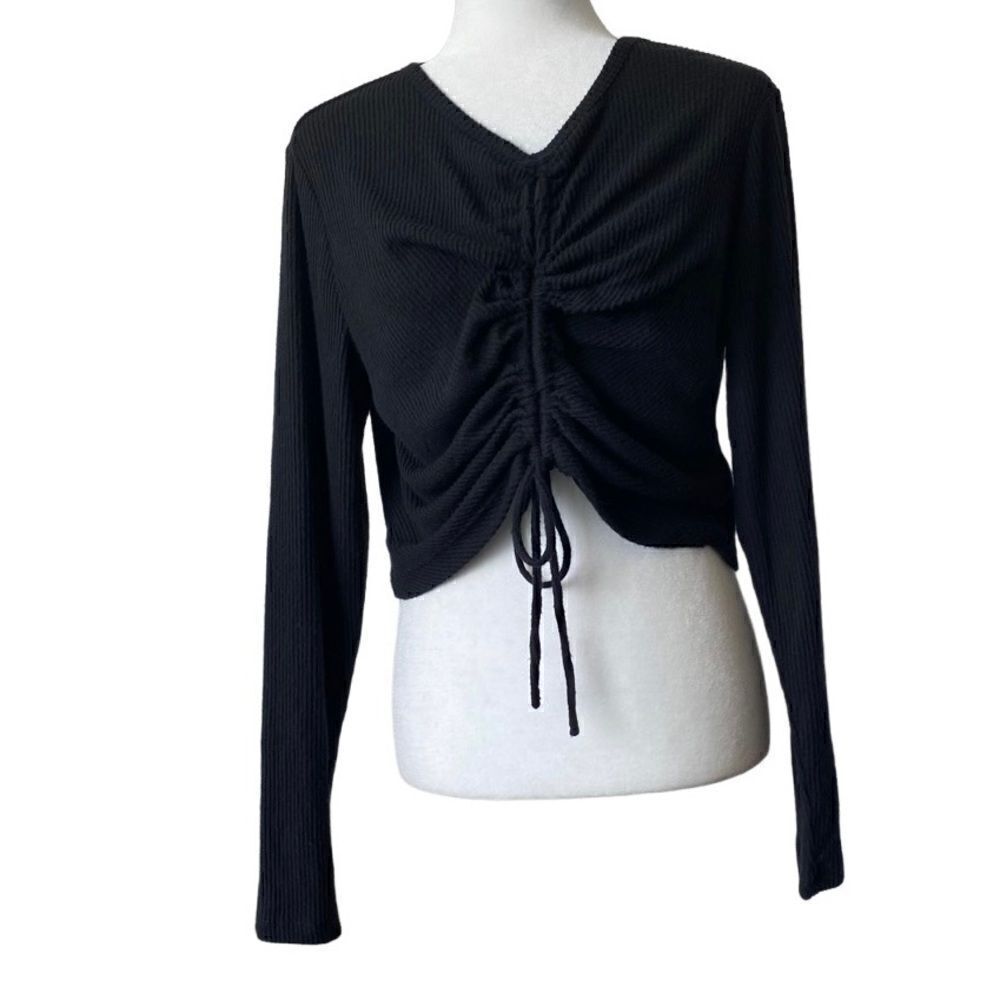 Wild Fable Womans Black Long Sleeve Cropped Sweater SZ XXL